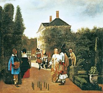 Pieter de Hooch Skittle Players in a Garden oil painting picture